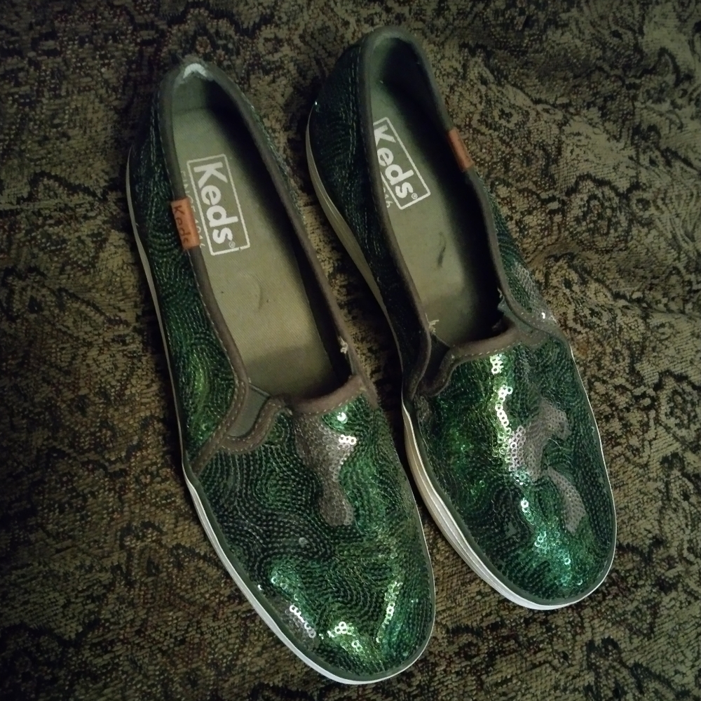 Keds sequin slip on tennis shoes